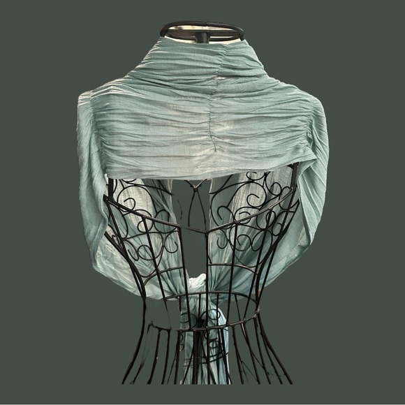 2 WOMENS SCARF WRAPS IN TURQUOISE & TAN. - Picture 7 of 9